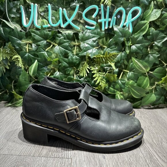 Dr Martens Docs Sophia T-Bar Mary Jane Casual Block Heel Womens Size 11 Black